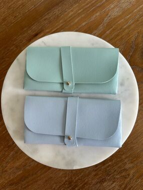Light Blue and Mint Green Leatherette Eyeglass Cases